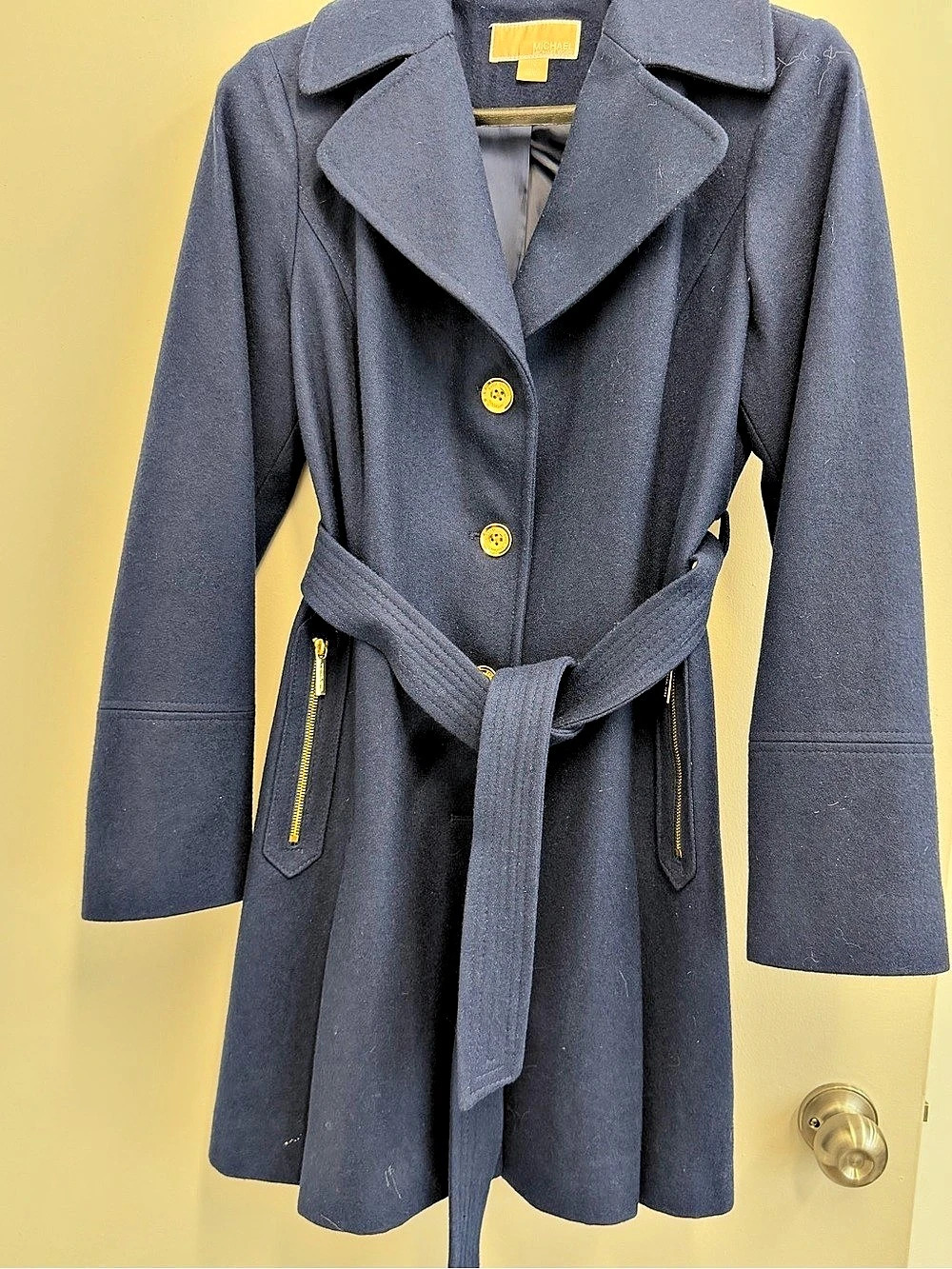Michael Kors Belted Trench Coat in Blue Size 12 Like New